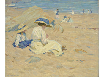 Toile Sur la plage de la peintre impressionniste Helen Galloway McNicoll.