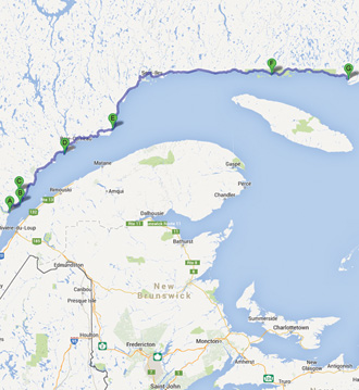 Carte Google Road Trip Admirez les villages, observez les baleines!