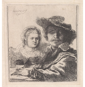 Gravure Rembrandt et Saskia de Rembrandt.