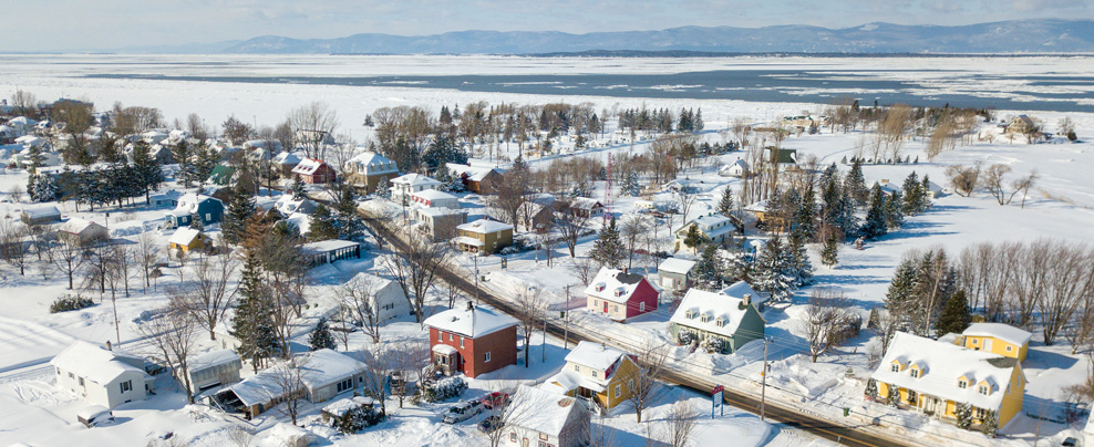 Vue aérienne de la région de L’Islet en hiver